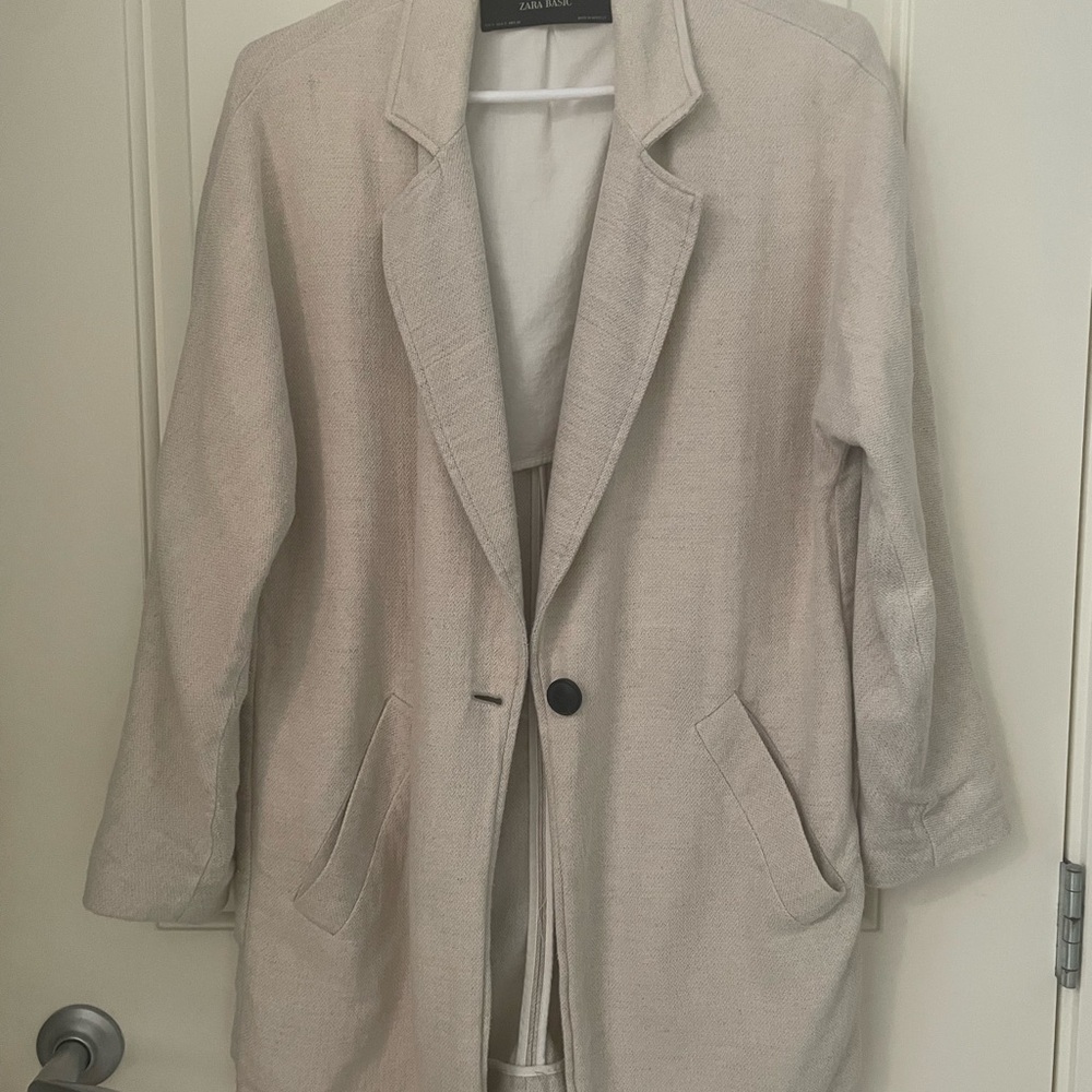 Zara Basic oversized linen blazer
